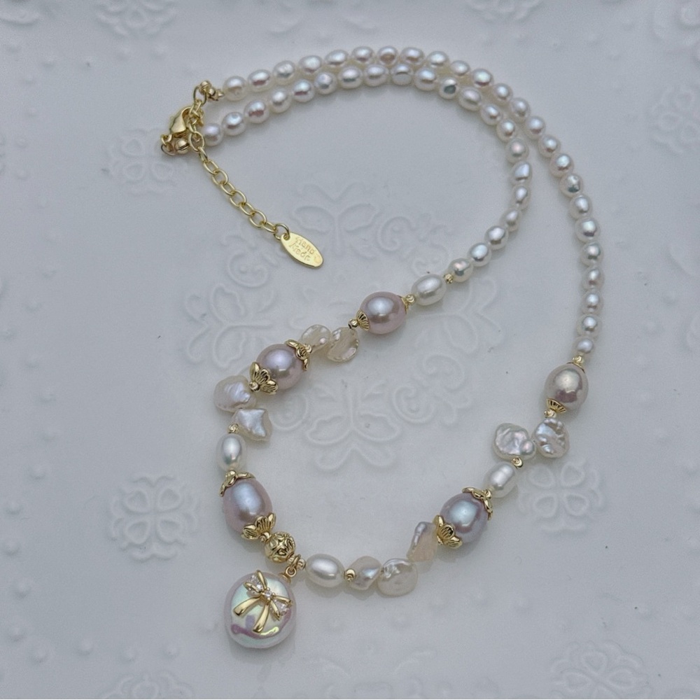 X515 Handmade Freshwater Baroque Pearl Necklace - Picture 1 of 8